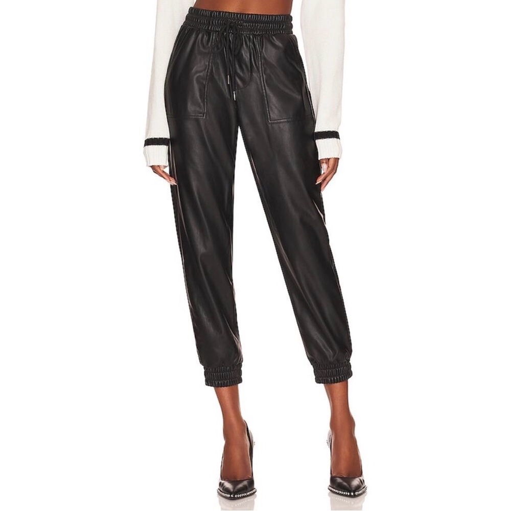 BCBG Black Leather Jogger